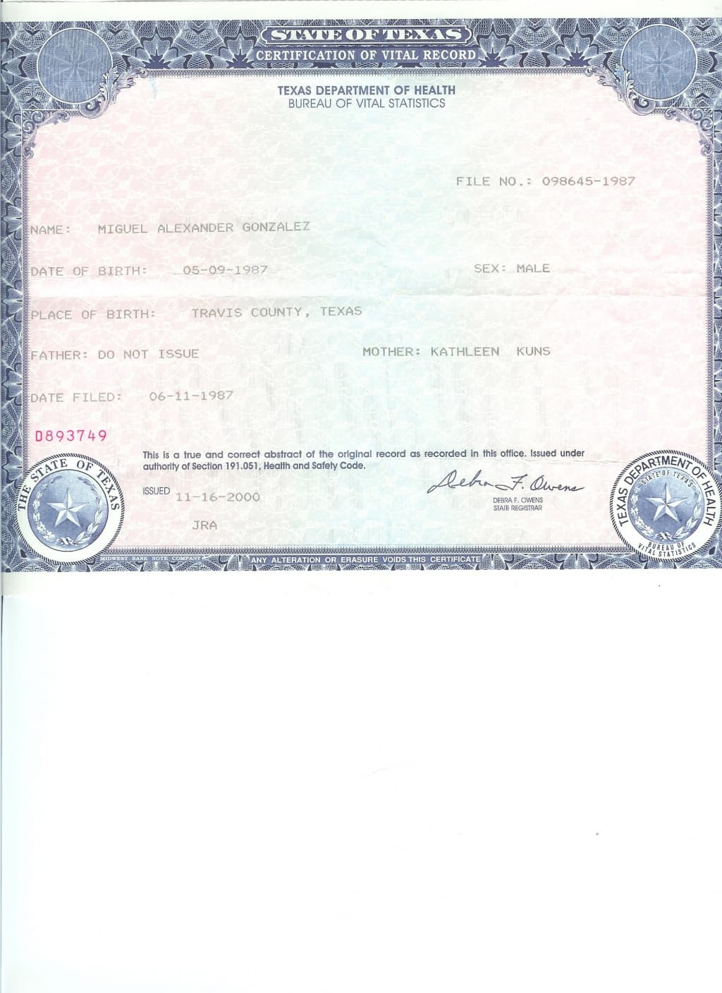 Dream Meaning of Birth Certificate