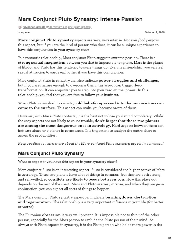 Synastry Mars Conjunct Pluto: When Passion Meets Power