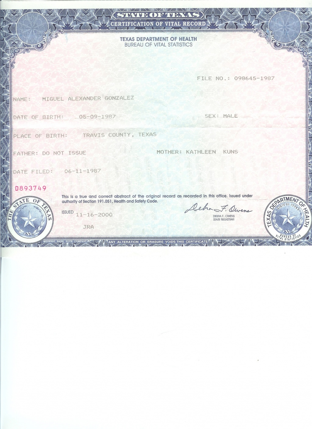 Dream Meaning of Birth Certificate